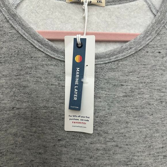 Marine Layer Men's Sherpa Crew Pullover in Heather Grey Size XXL - Picture 6 of 10